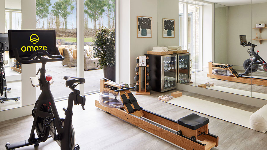 Omaze Cotswolds house 2023 gym area with floor-to-ceiling window